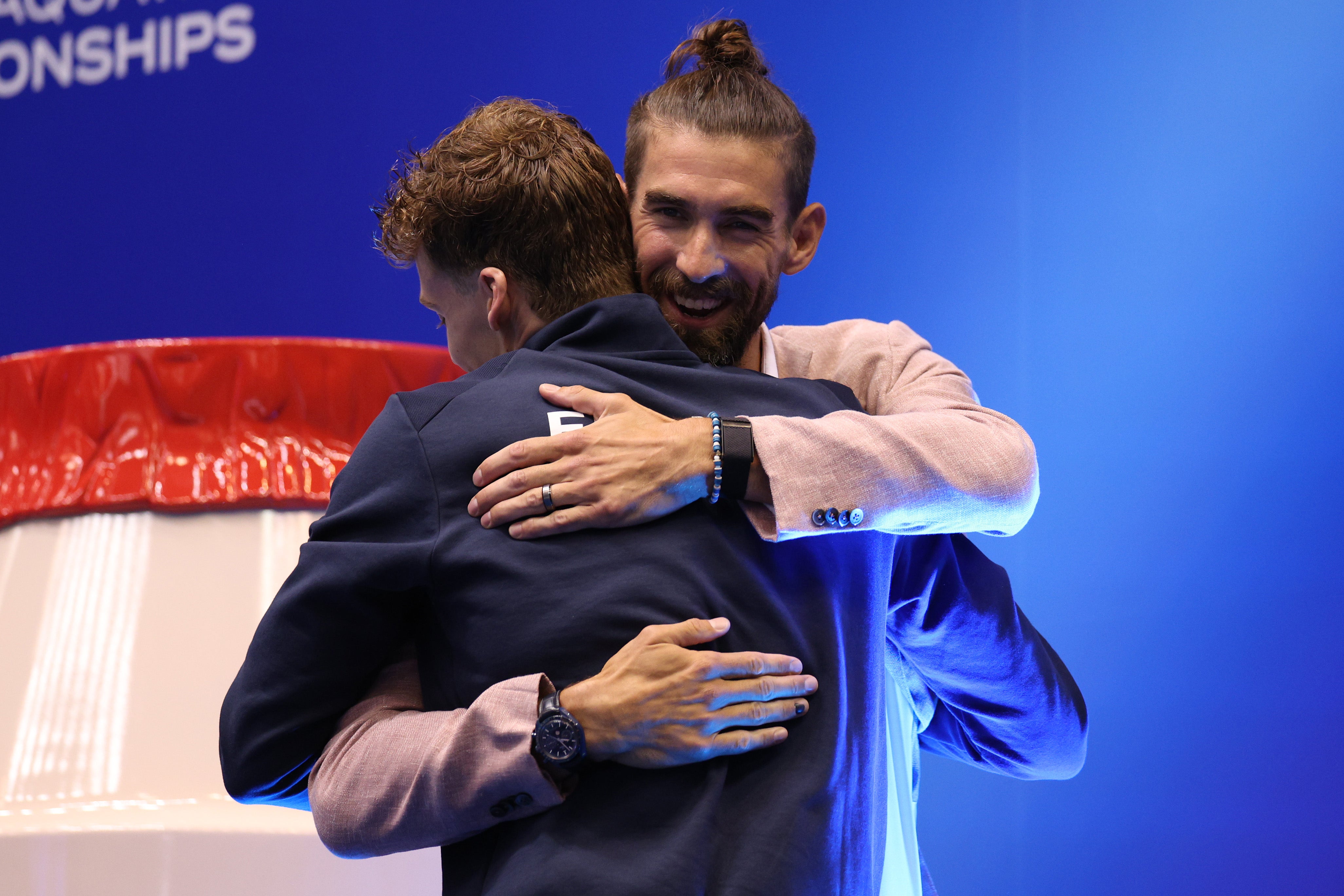 Phelps congratulated Marchand on his performance