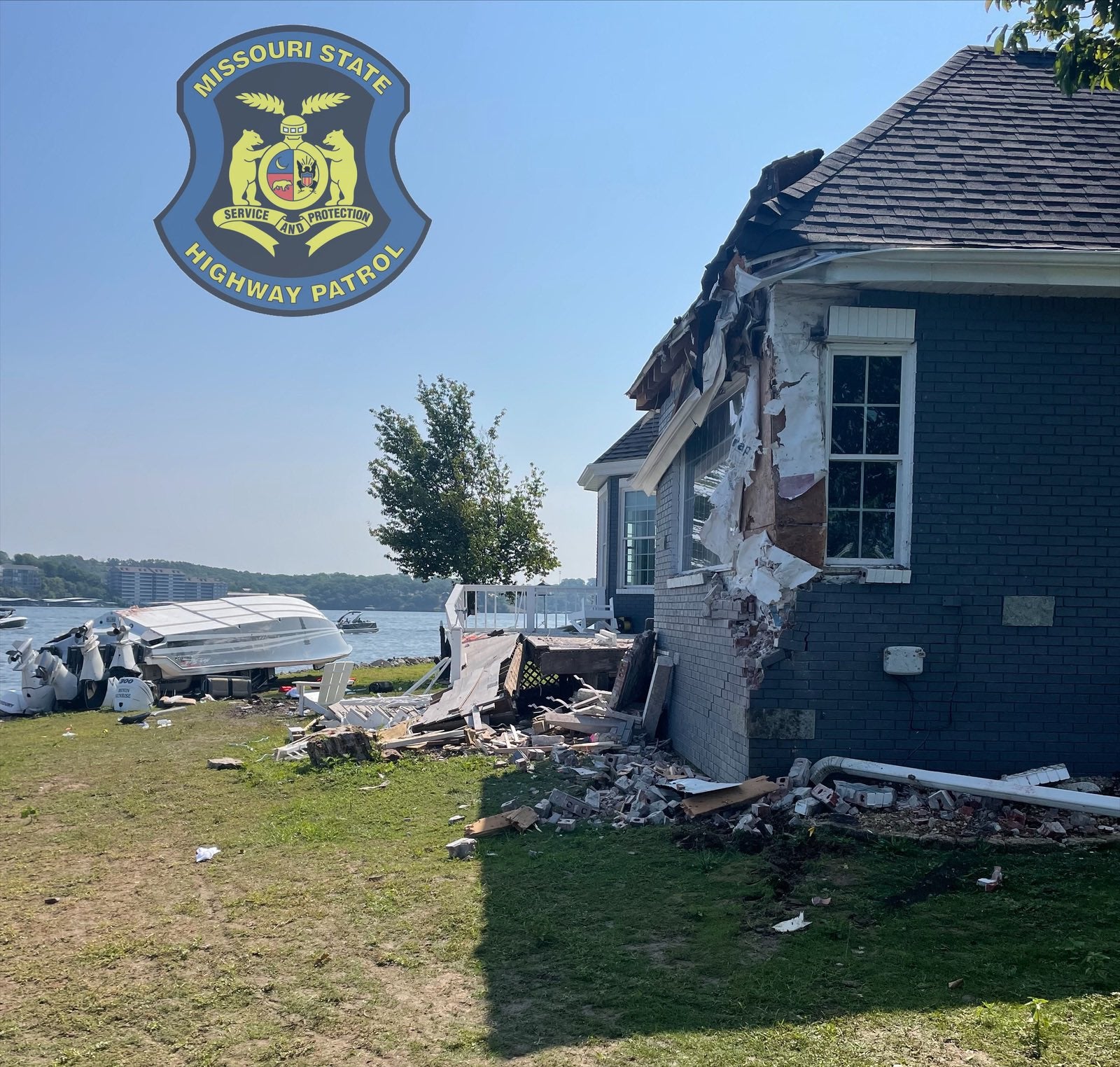 A Missouri home was damaged in a boat crash