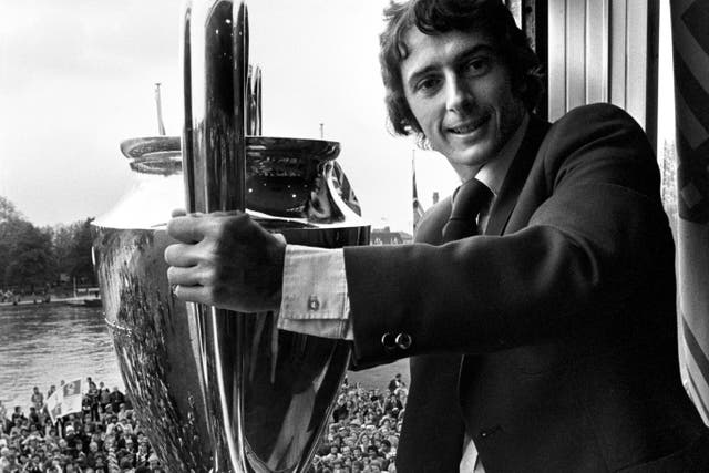 <p>Trevor Francis with the European Cup at Nottingham Forest’s homecoming parade in June 1979 </p>