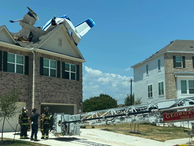 <p>A small plane crashed into a two-story home in Georgetown, Texas, injuring three</p>