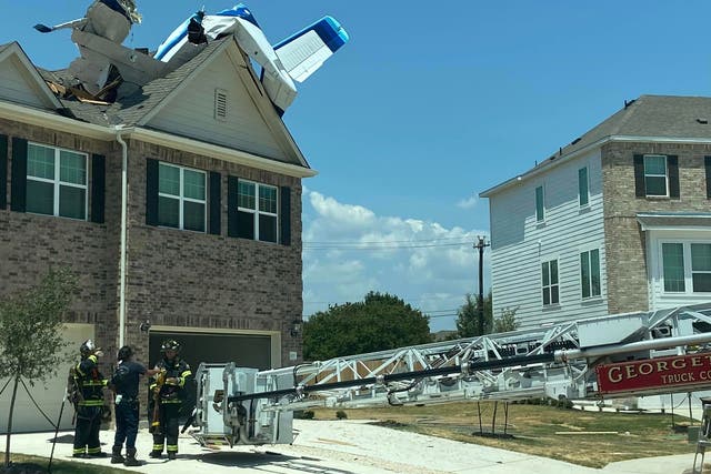 <p>A small plane crashed into a two-story home in Georgetown, Texas, injuring three</p>