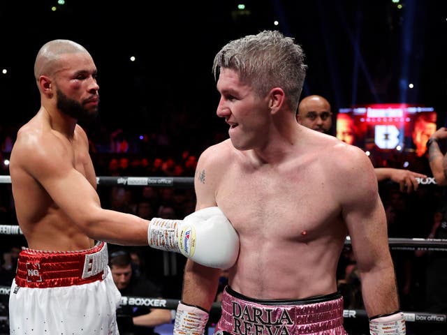 <p>Liam Smith (right) after stopping Chris Eubank Jr in January</p>