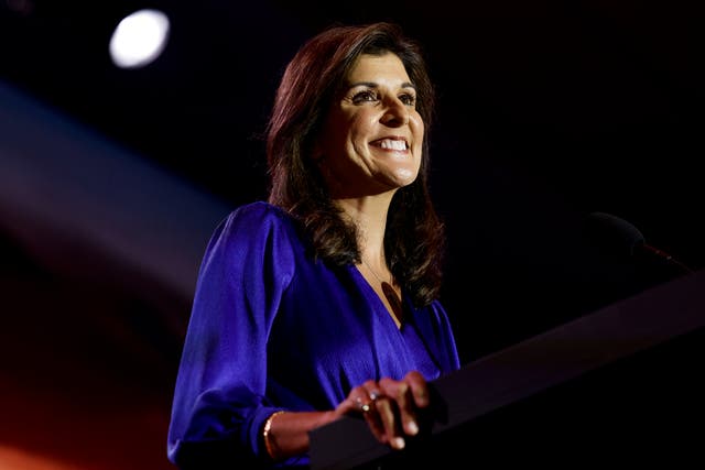 <p>Republican presidential candidate Nikki Haley delivers remarks at the Christians United for Israel  summit on July 17, 2023 in Arlington, Virginia</p>