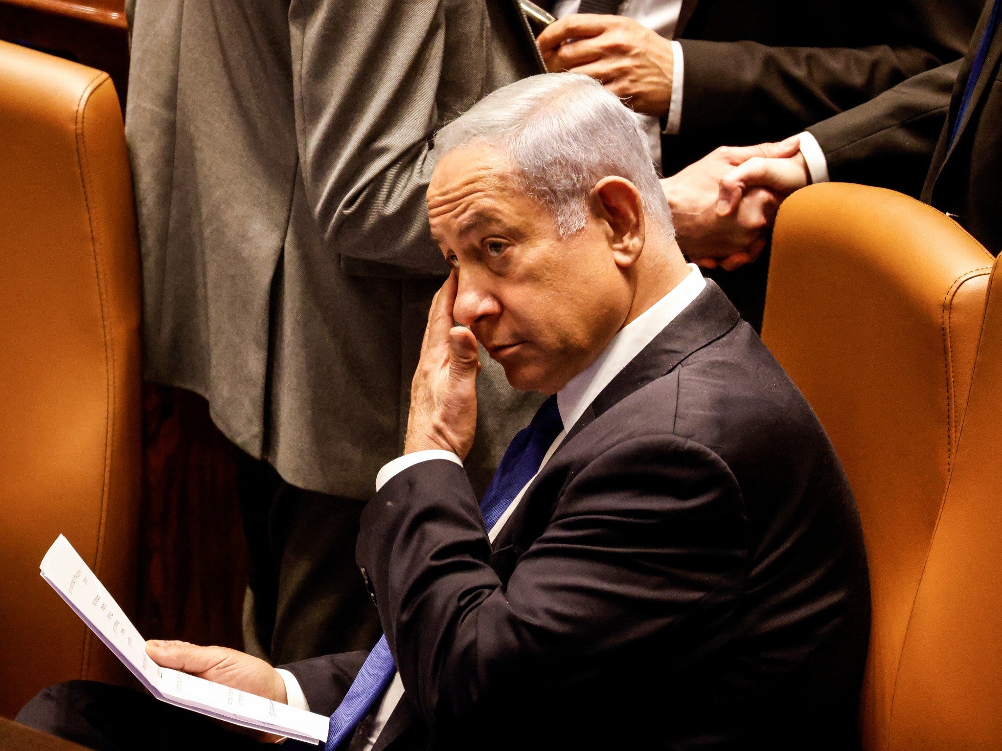 Israeli prime minister Benjamin Netanyahu looks on during the vote