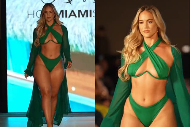 <p>Marissa Dubois models swimwear for Hot Miami Styles on the runway</p>