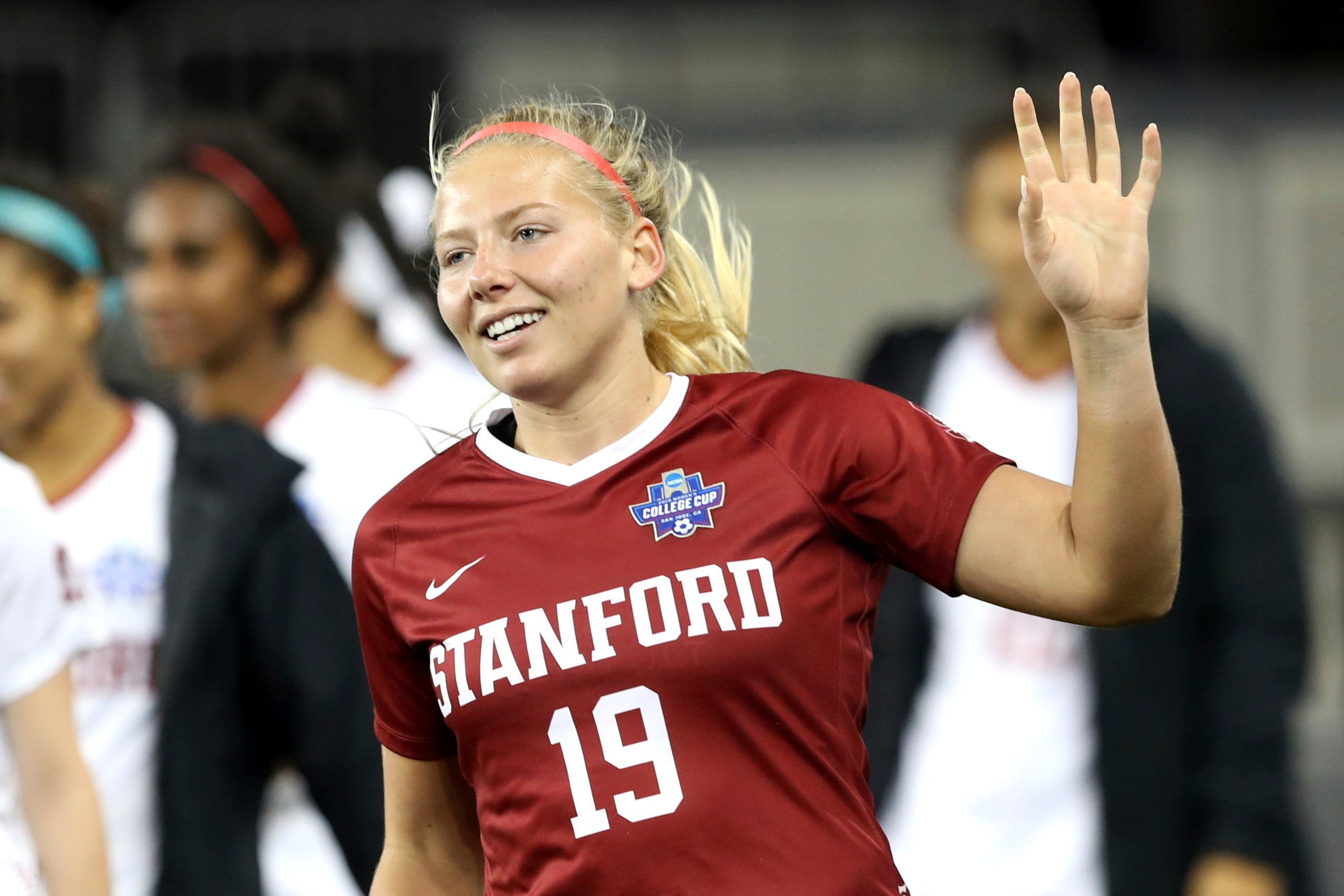 Katie Meyer playing for Stanford in San Jose, Caifornia, in December 2019