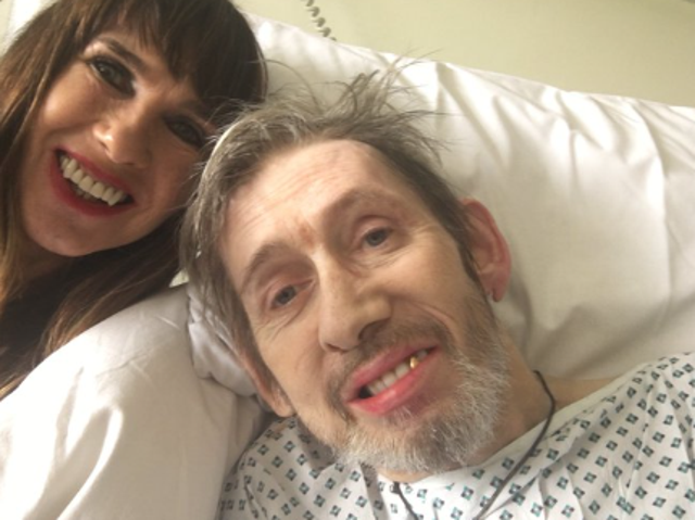 <p>Shane MacGowan in hospital with his wife, Victoria Mary Clarke</p>