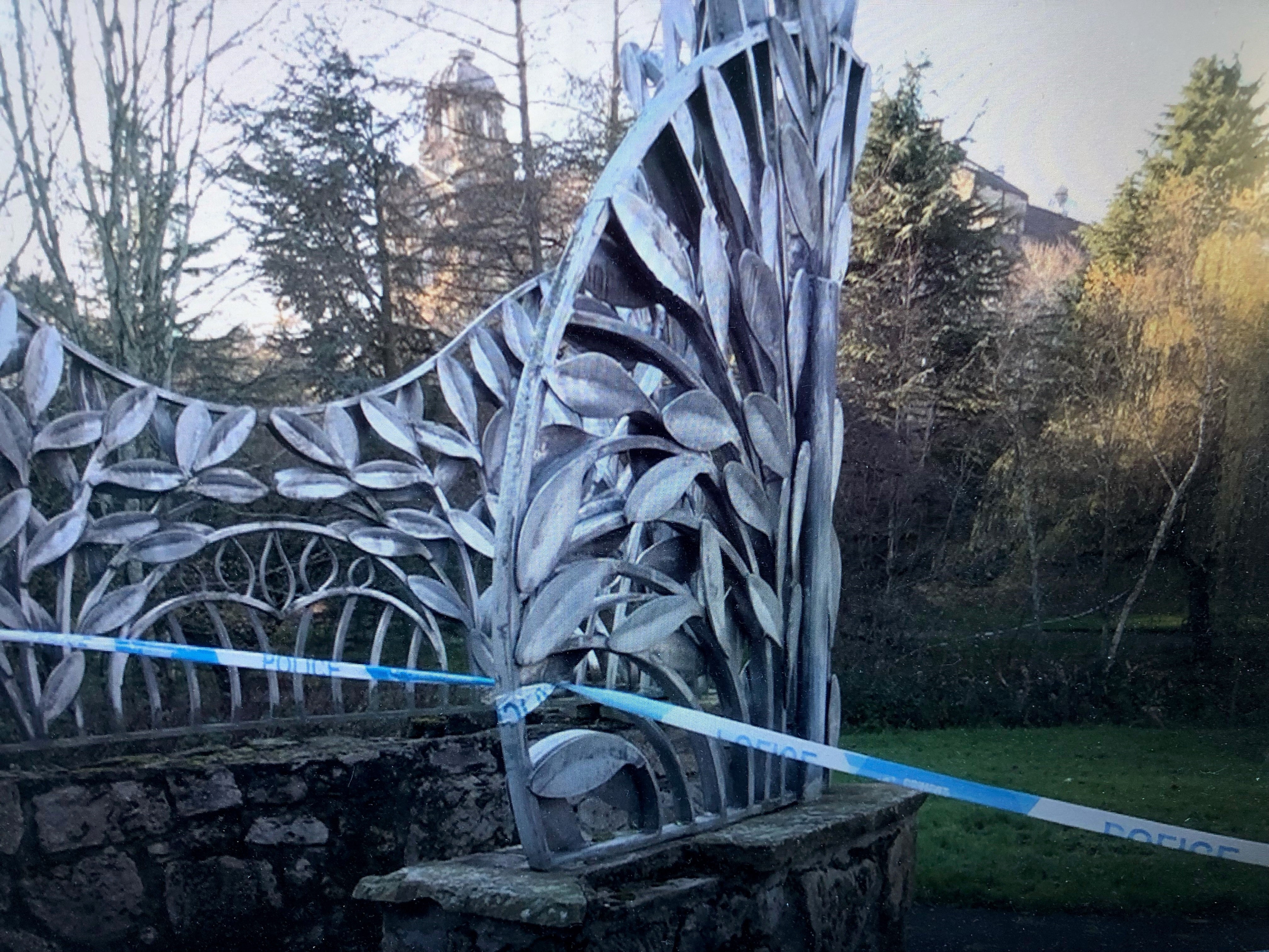 Police at the scene in Cadzow Glen where her body was discovered