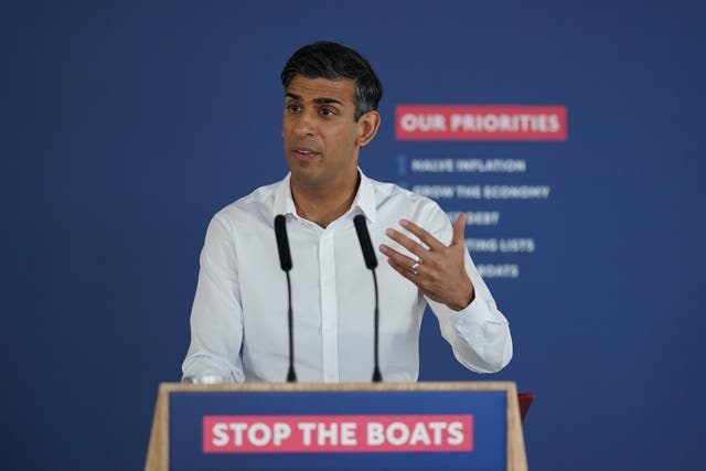 Prime Minister Rishi Sunak accused Labour of siding with criminal gangs (Yui Mok/PA)