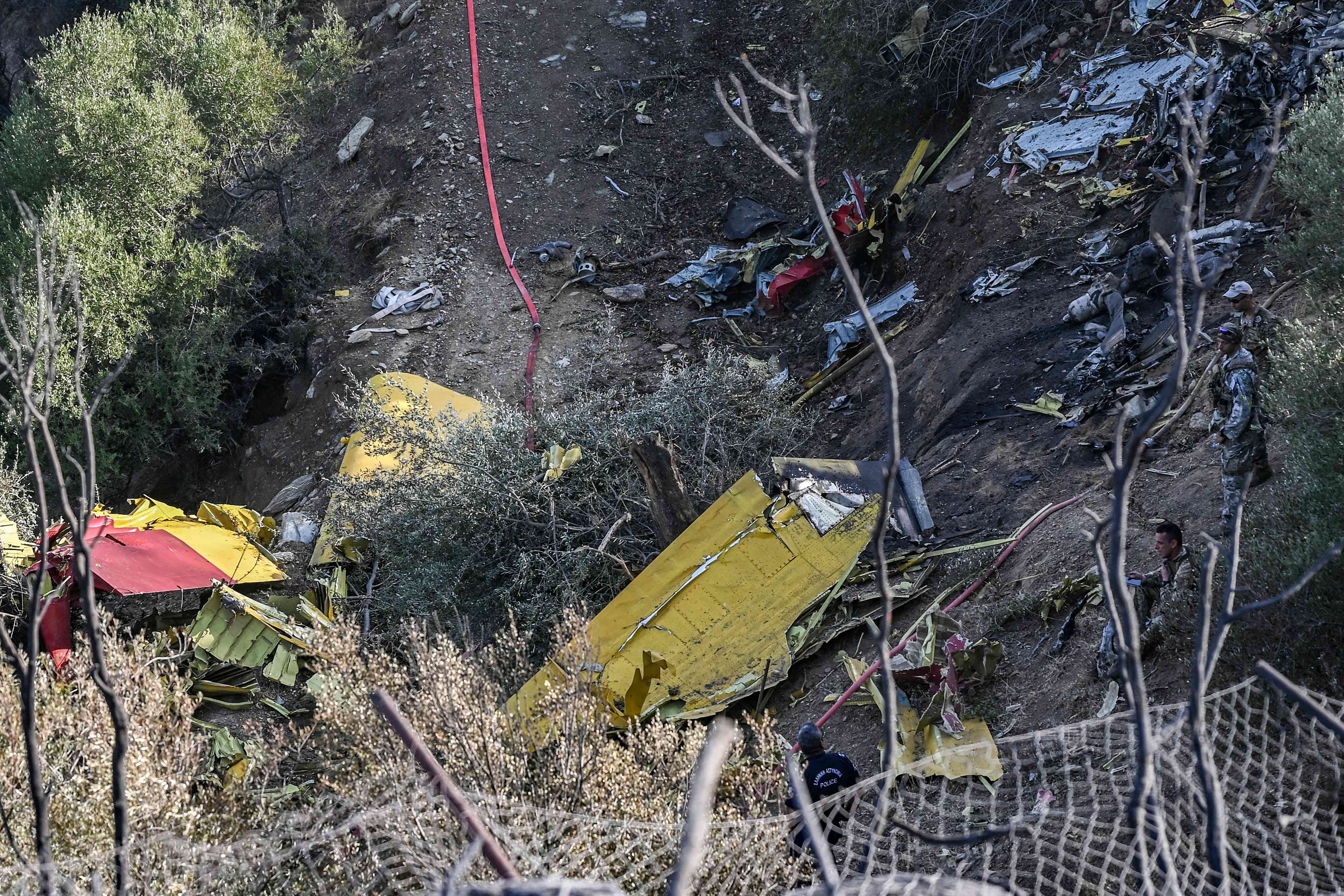 Two pilots died when their water-bombing plane crashed while battling a blaze on the Greek island of Evia