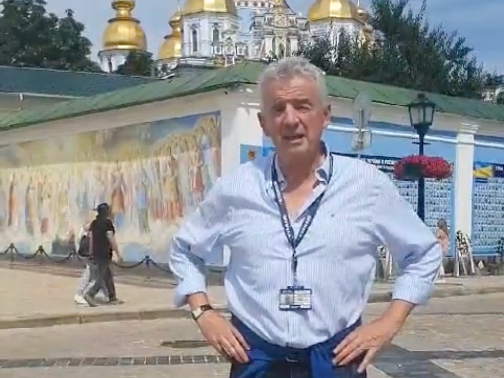 Michael O’Leary, chief executive of Ryanair, travelled to Kyiv by train from Poland