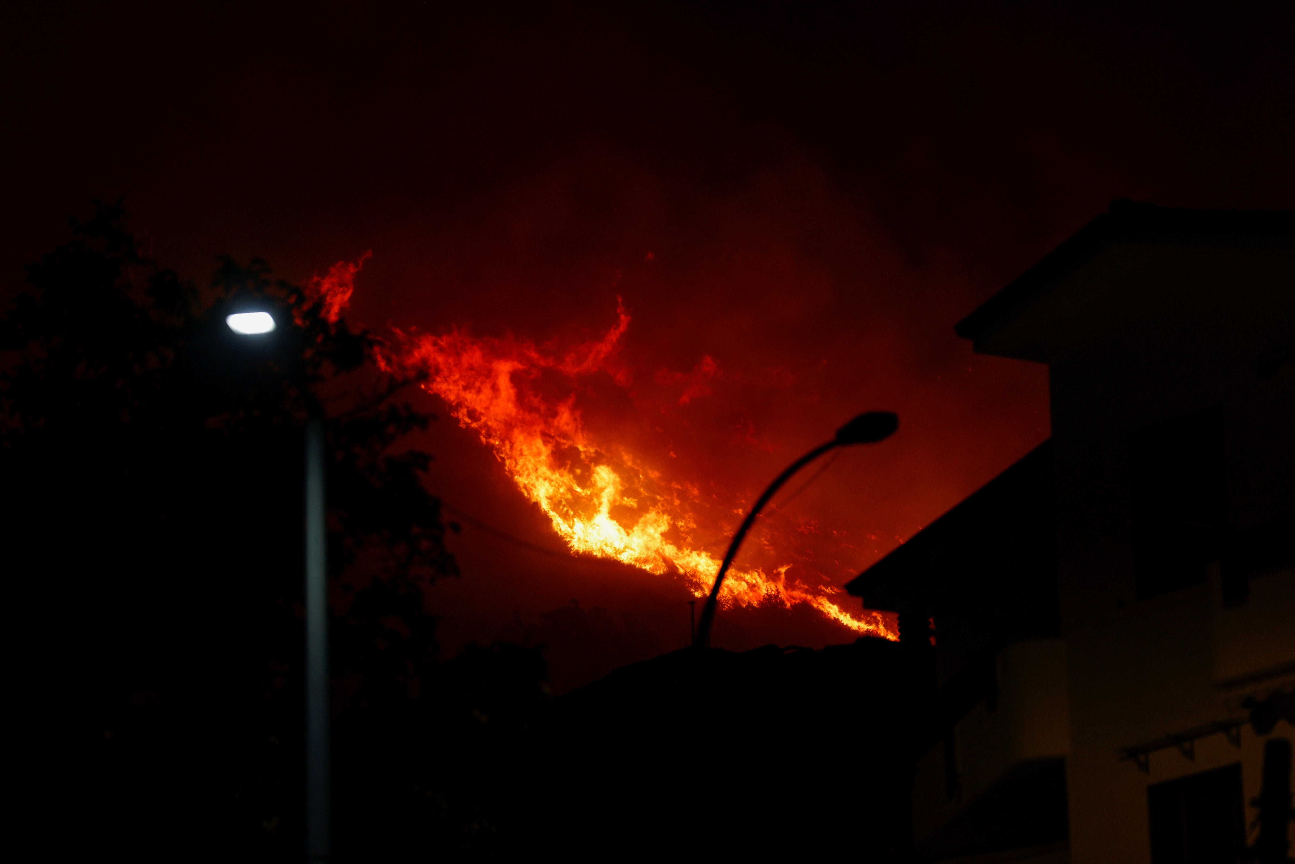 <p>A wildfire burns in the Sicilian village of Romitello, near Palermo, Italy</p>