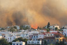 Watch: Rhodes wildfire burns for seventh day as temperatures rise on Greek island