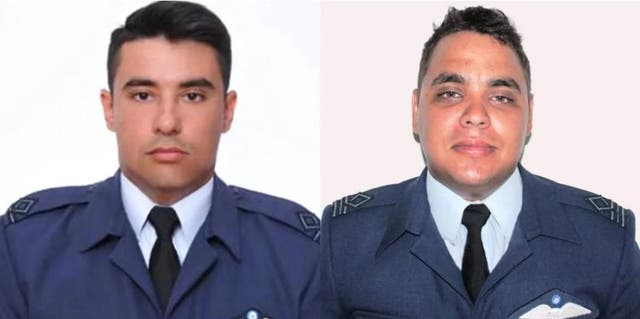 <p>Commander Christos Moulas, 34, and copilot Pericles Stefanidis, 27, were killed when their plane, which had been dropping water, crashed</p>