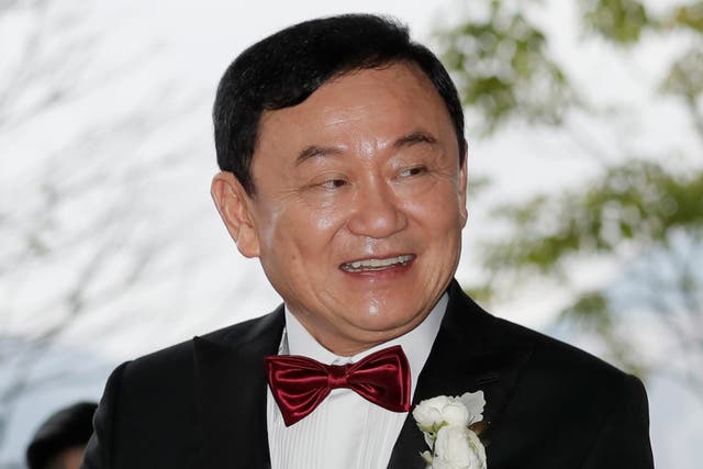 <p>File. Former Thai PM Thaksin Shinawatra welcomes his guests for the wedding of his youngest daughter Paetongtarn ‘Ing’ Shinawatra at a hotel in Hong Kong on 22 March 2019</p>