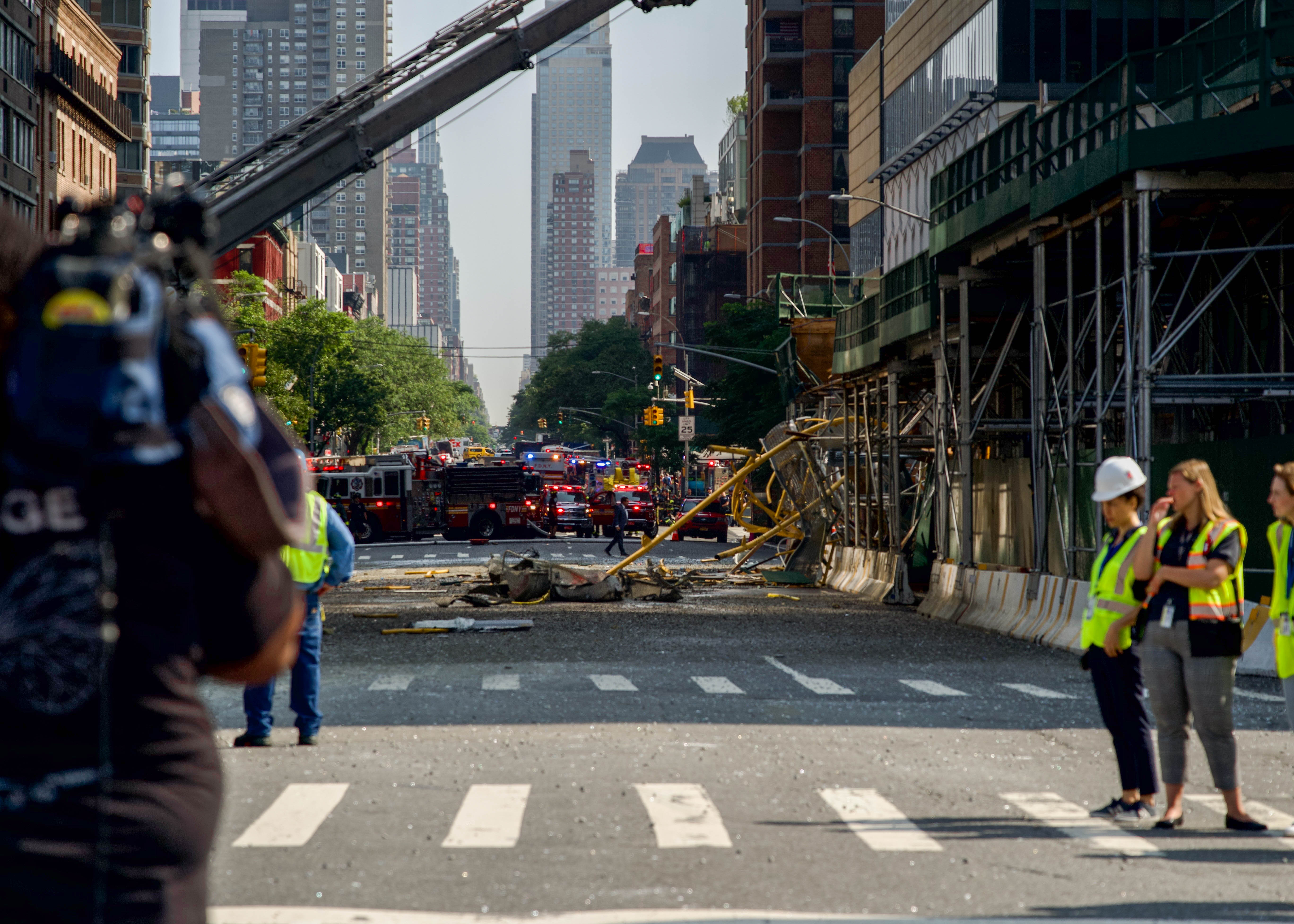 Debris from the construction crane that collapsed in Manhattan, New York on 26 July