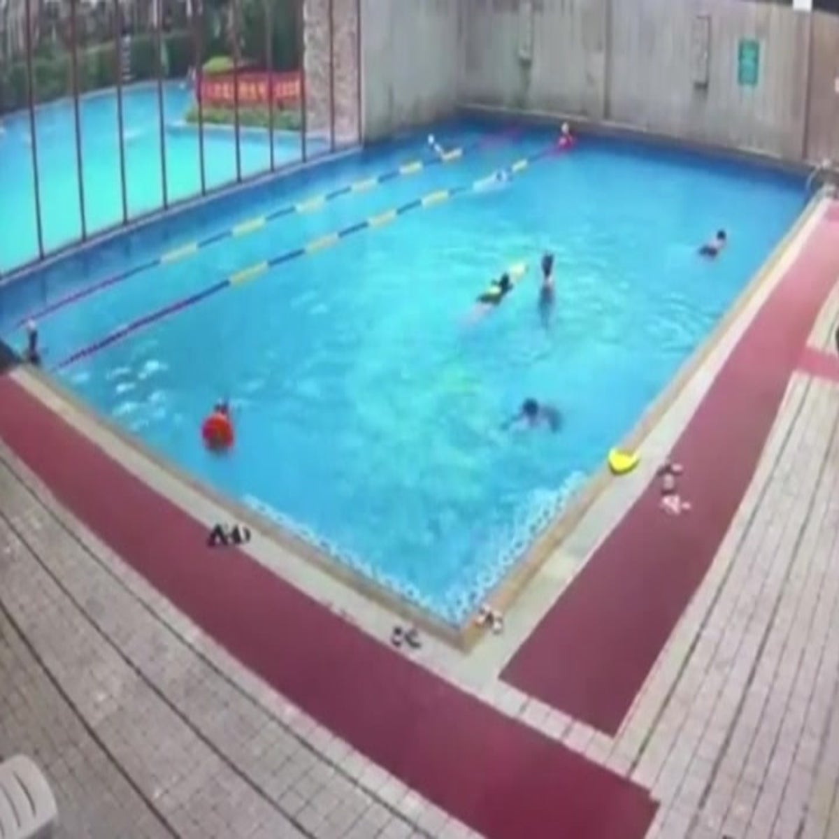 Toddler stuck upside down in inflatable ring saved by hero lifeguard