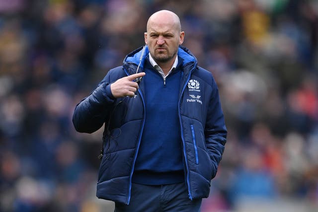 <p>Gregor Townsend handed caps to Stafford McDowall and Cameron Henderson ahead of the test against Italy</p>