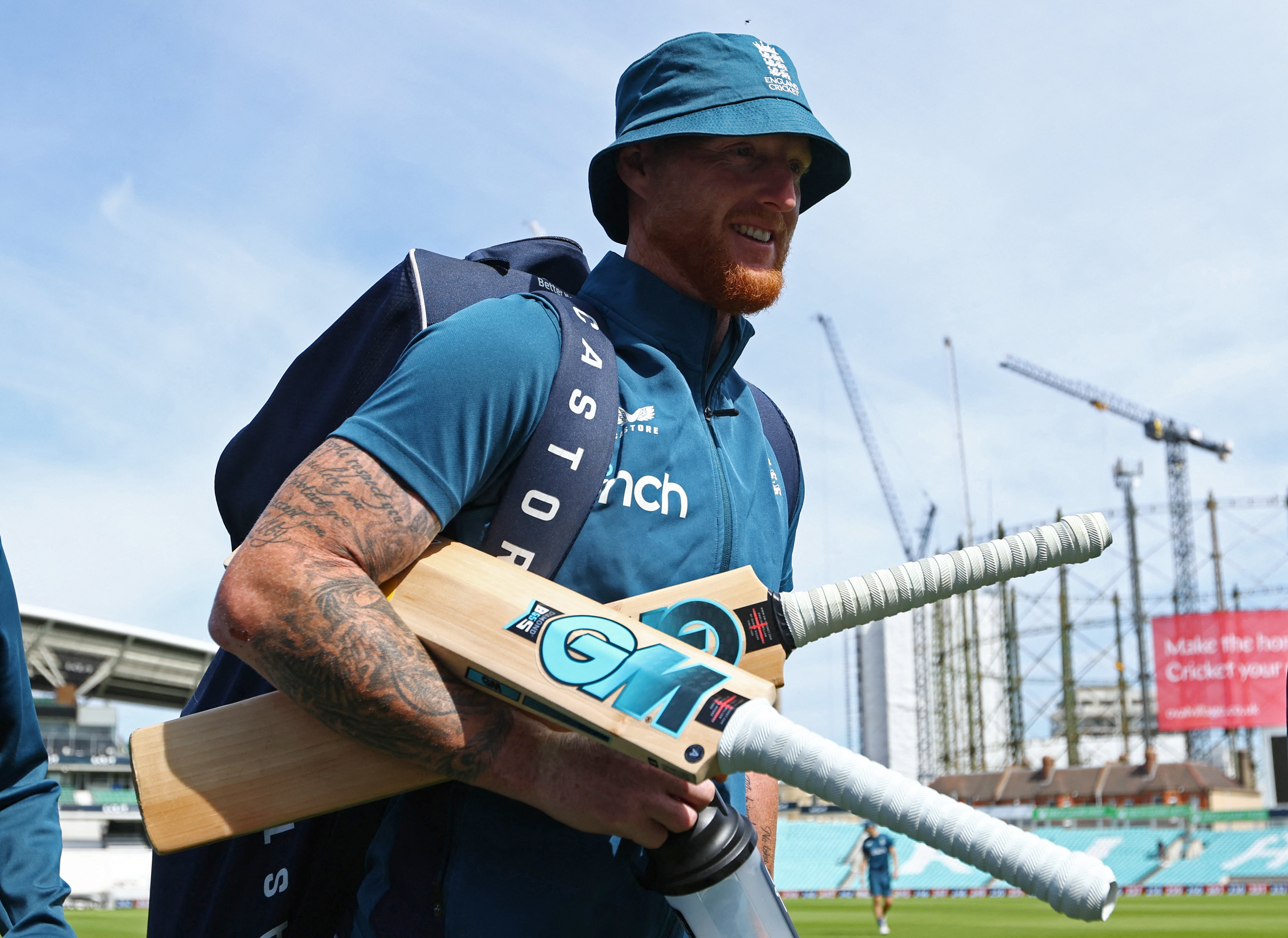 Ben Stokes on his way to net practise at the Oval on Wednesday