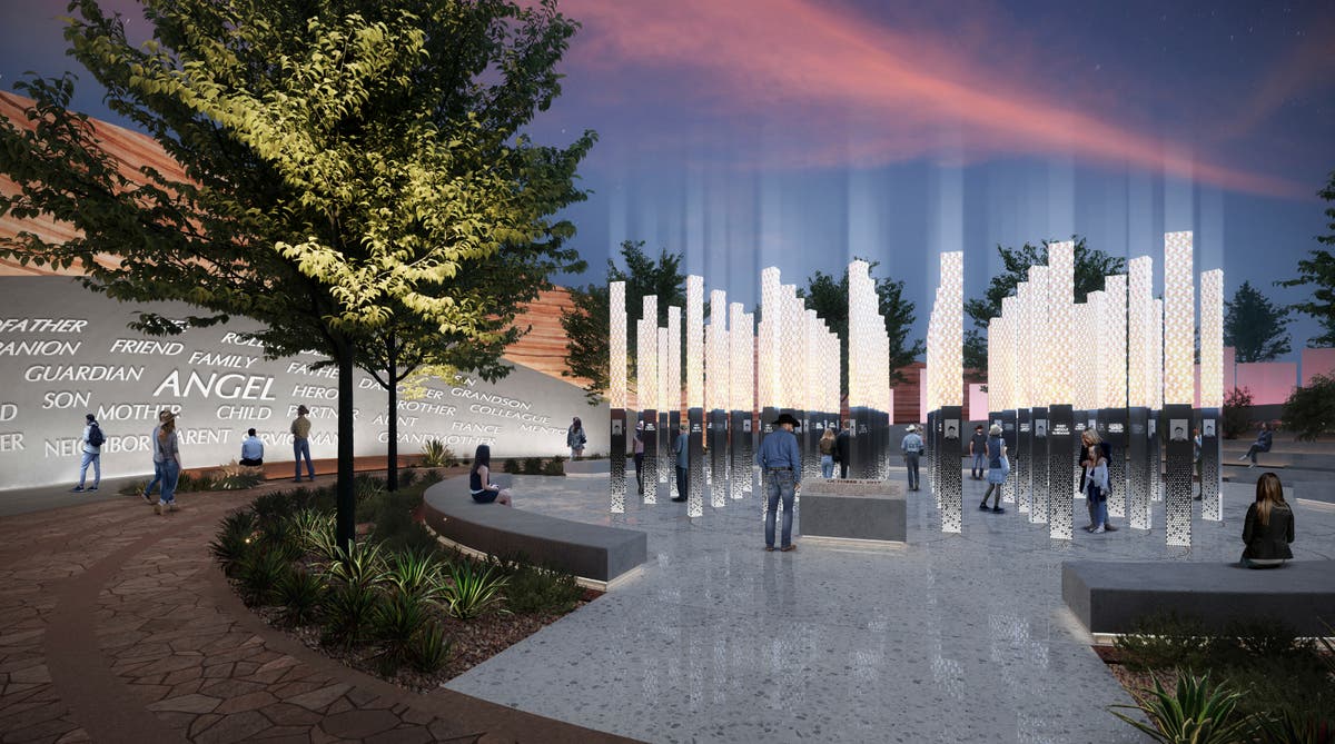 Design for Las Vegas Strip mass shooting memorial features a garden path and 58 beams of light