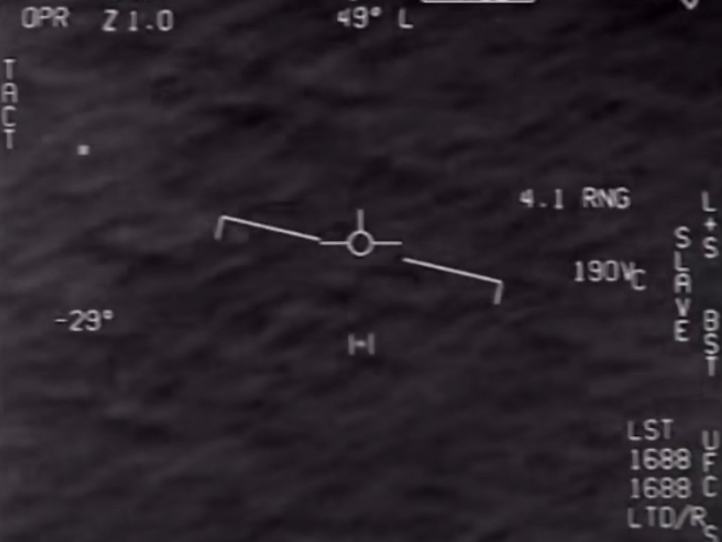 A still shot of the ‘Tic Tac’ unidentified aerial object recorded by US Navy pilots in 2004