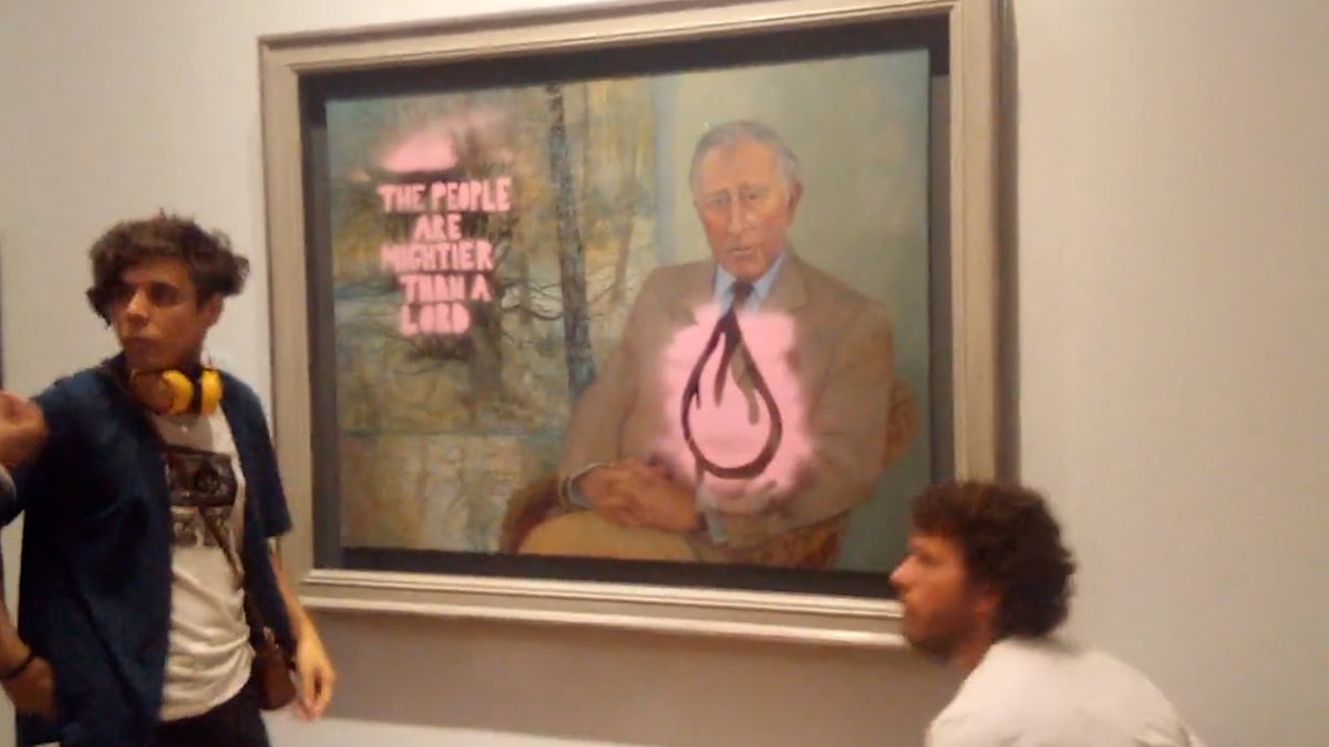 Watch: Climate protesters vandalise King Charles painting at Scottish National Portrait Gallery