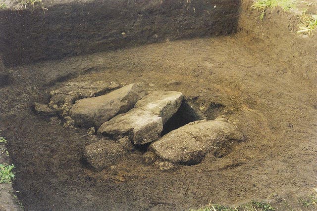 <p>The Bryher burial with capstones in place </p>