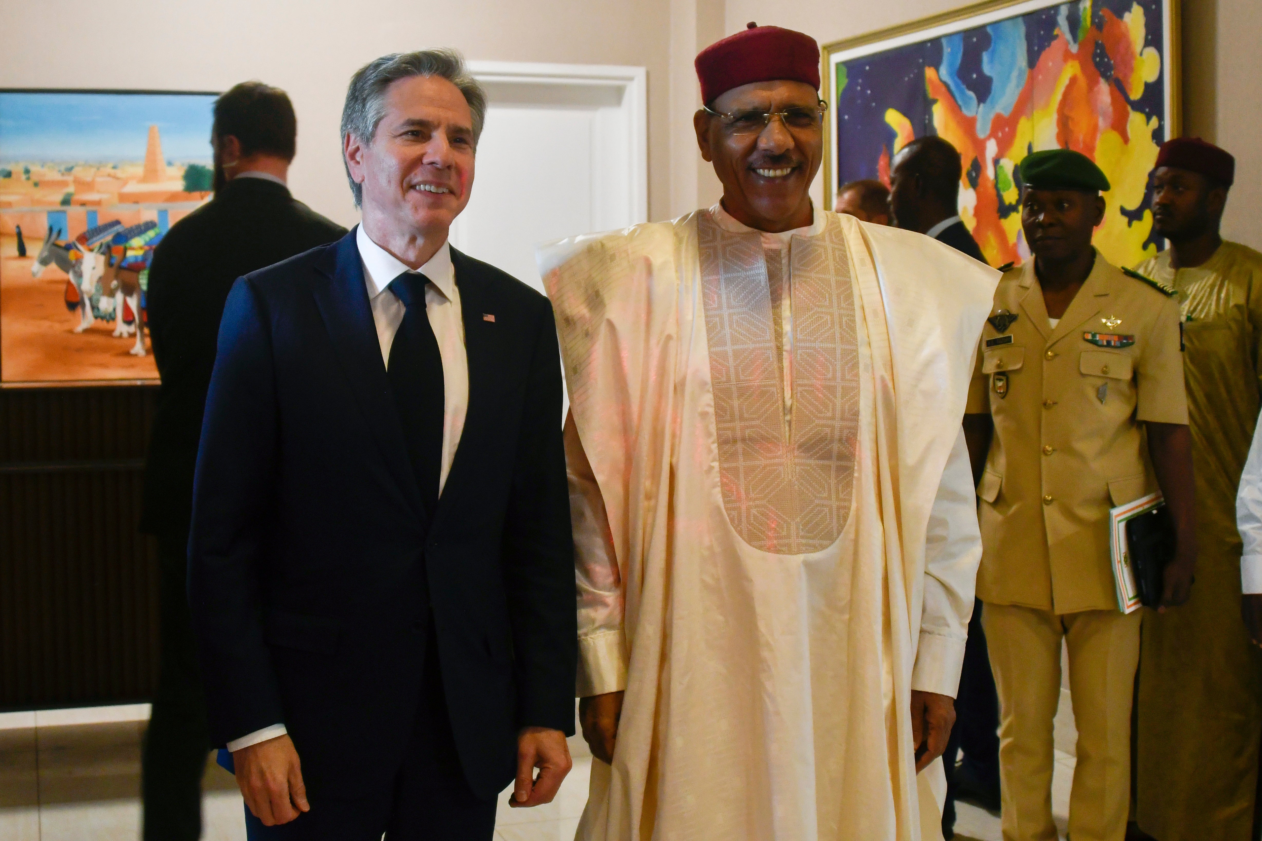 US secretary of state Antony Blinken with Nigerien president Mohamed Bazoum earlier this year