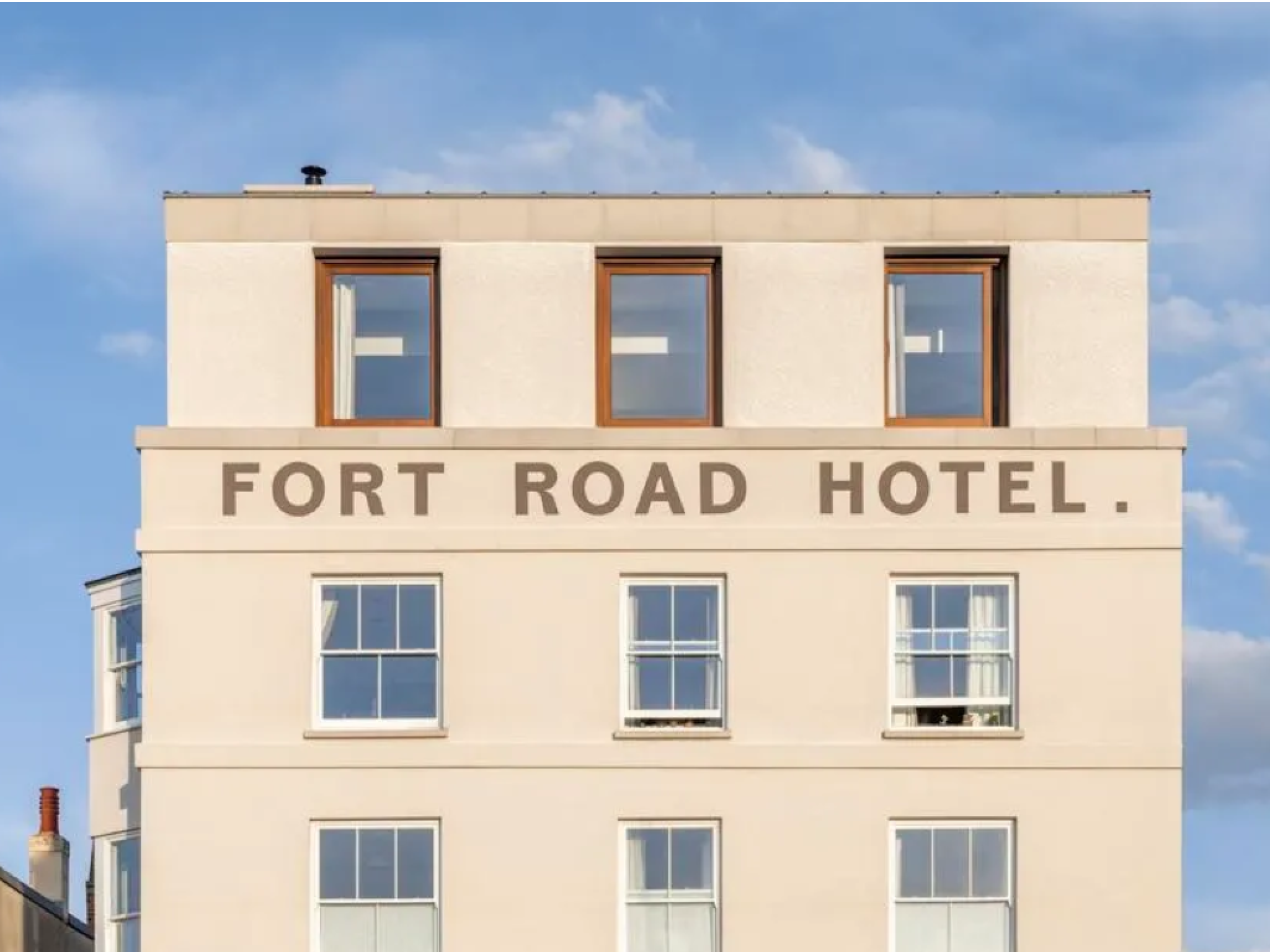 Inside the Fort Road Hotel, you’ll find rooms have mid-century-meets-Edwardian styling