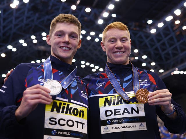 <p>Duncan Scott and Tom Dean took silver and bronze in the 200m IM at the World Aquatics Championship </p>