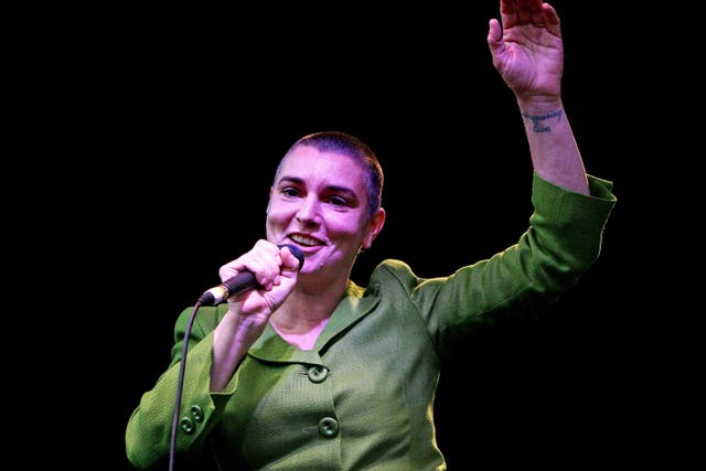 Sinead O’Connor takes to the stage for the finale of today’s Africa Day celebrations at Dublin Castle (Niall Carson/PA)