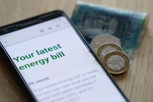 The energy price cap is forecast to fall to £1,860 for a typical dual fuel household in October this year (PA)