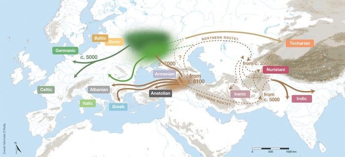 The language family began to diverge from around 8100 years ago, out of a homeland immediately south of the Caucasus