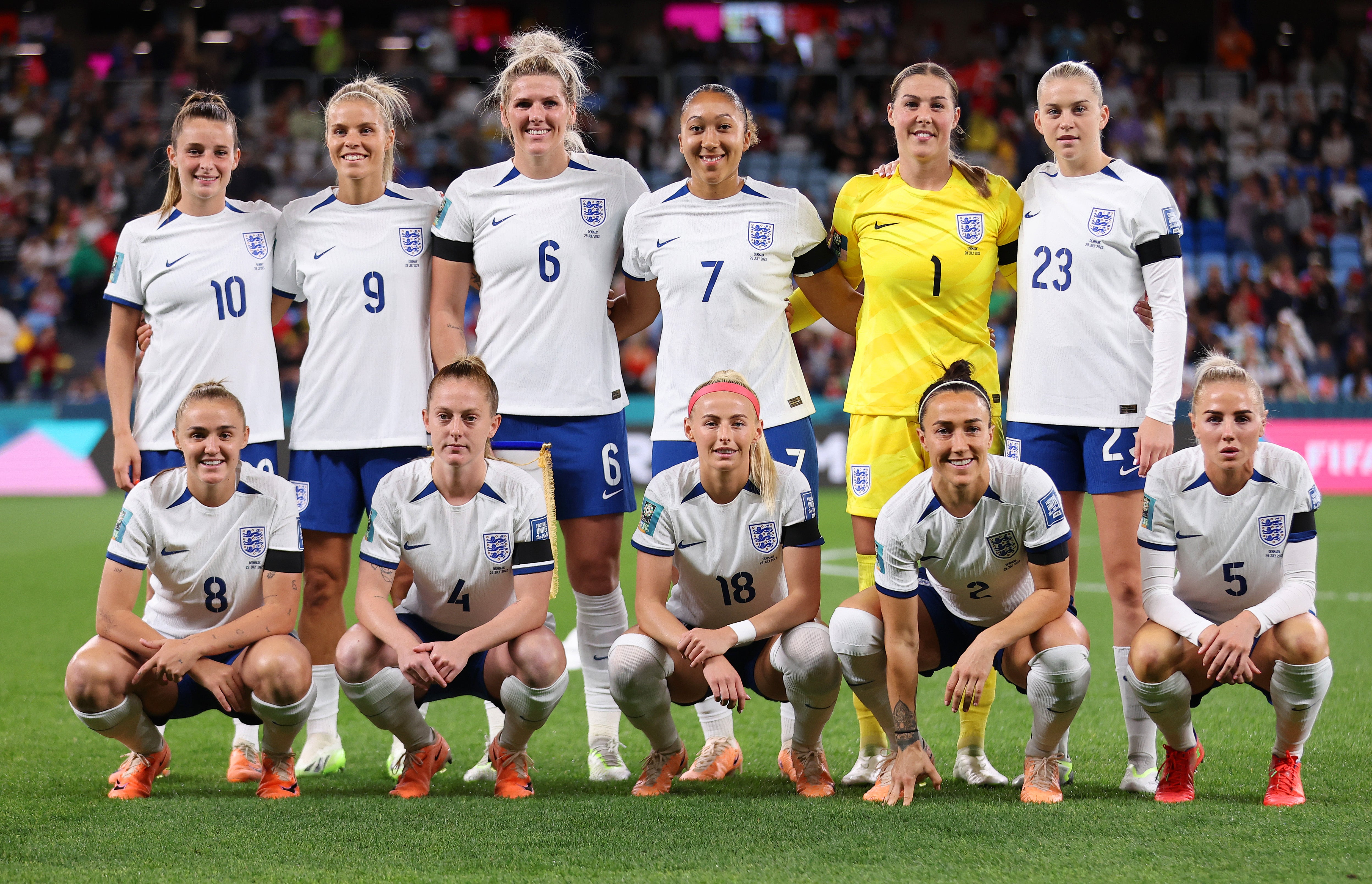 England pose ahead of their Women's World Cup 2023 Group D match