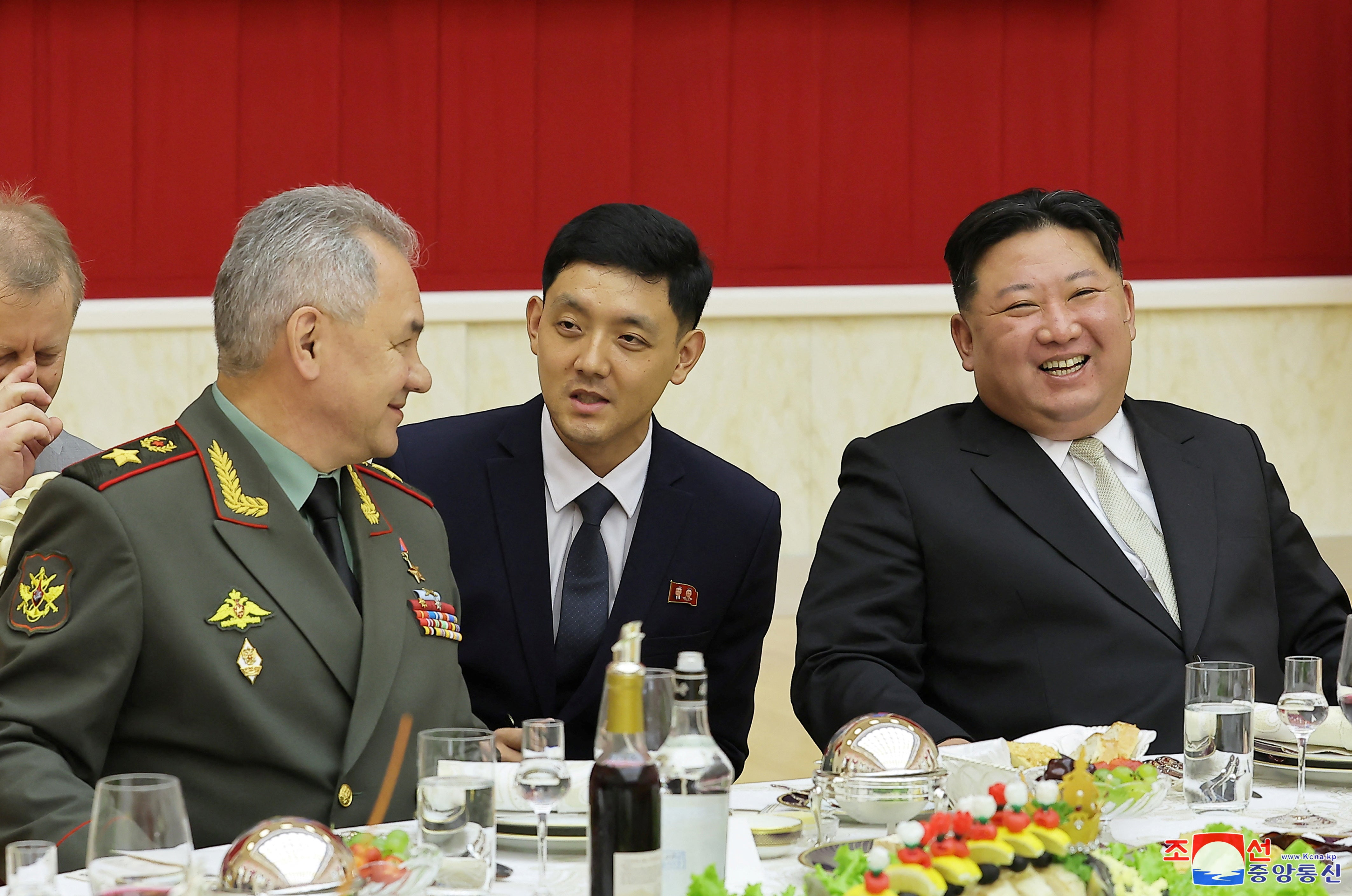 Russia’s defence minister Sergei Shoigu attends a reception for the Russian military delegation hosted by North Korean leader Kim Jong-un as part of the 70th anniversary celebration of the Korean War armistice in Pyongyang