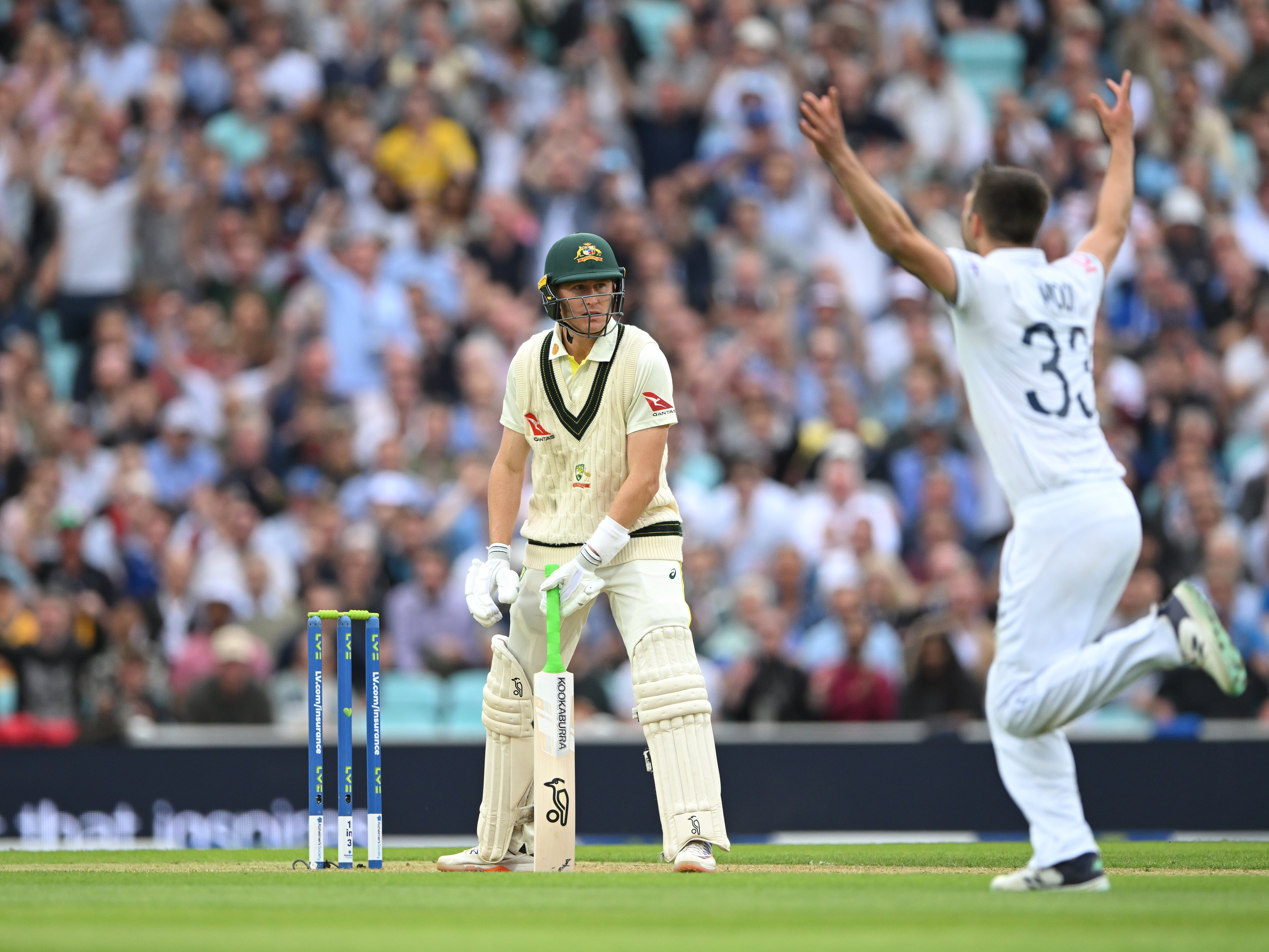 Wood struck the ball after Broad switched Labuschagne’s bails