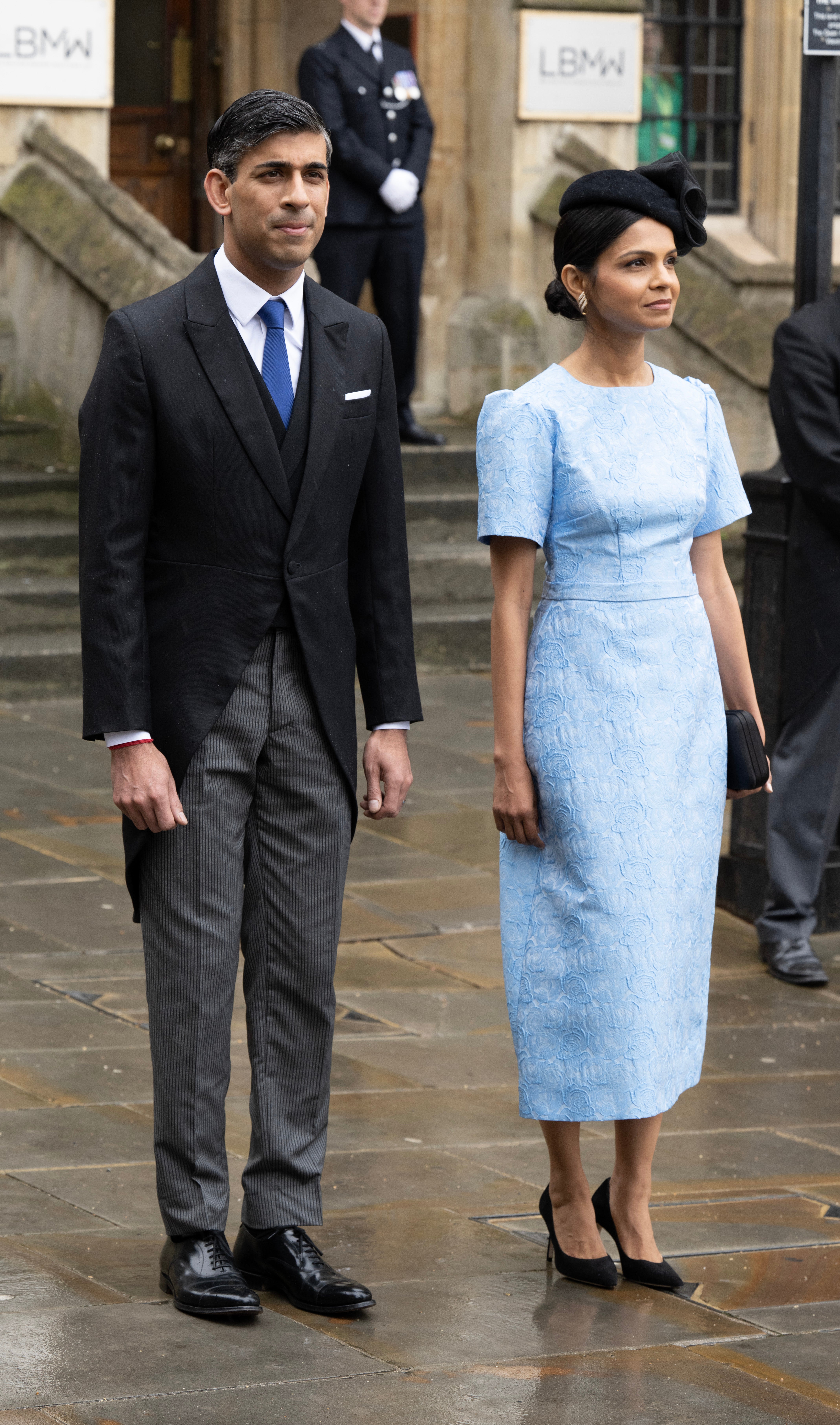 Prime minister Rishi Sunk and his wife Akshata Murthy attend the Coronation of King Charles III and Queen Camilla at Westminster Abbey on May 6, 2023
