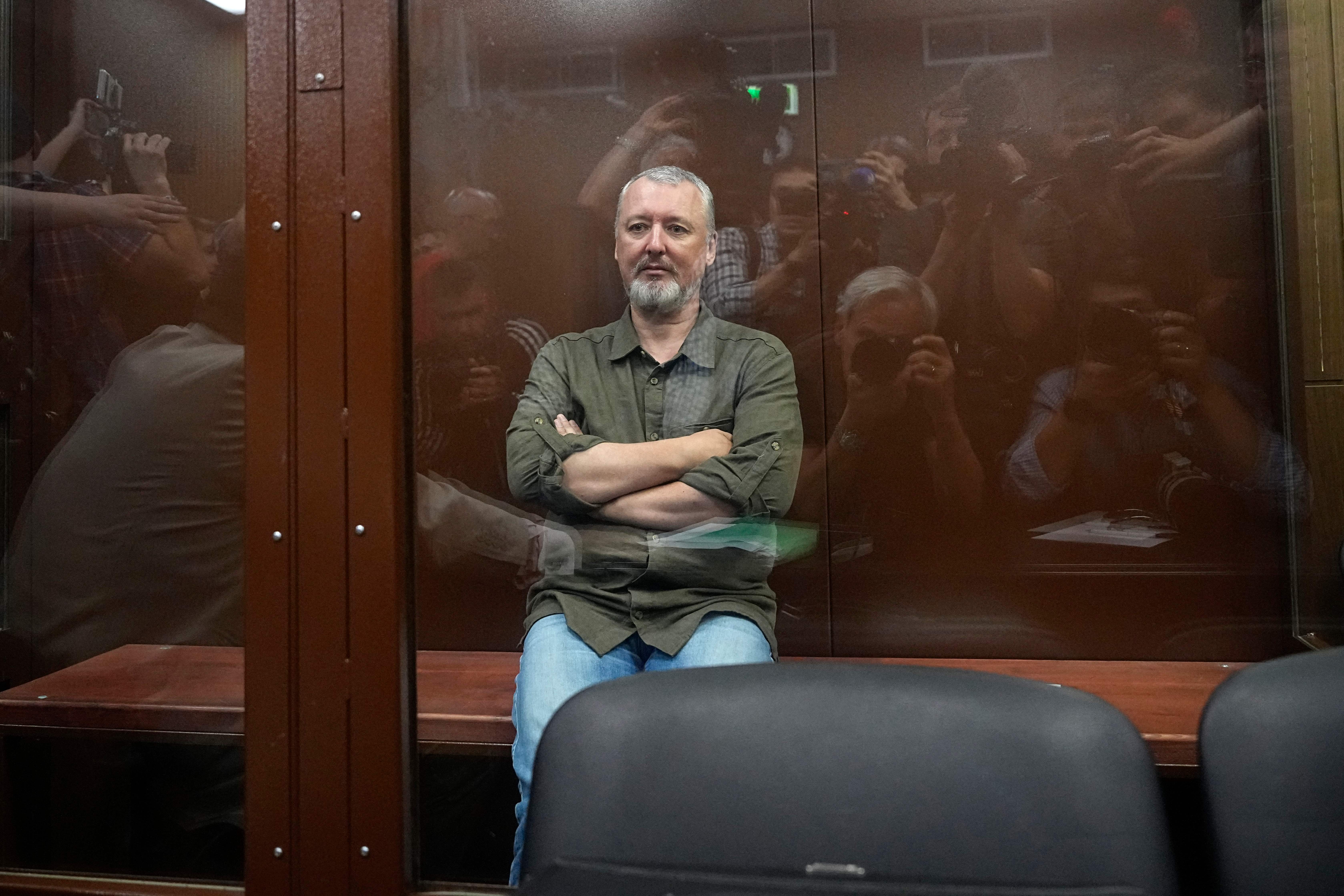 Igor Girkin in a Moscow court after calling for the removal Vladimir Putin – the former defence minister of the ‘Donetsk People’s Republic’ said Russia ‘could not survive another six years’ of his rule