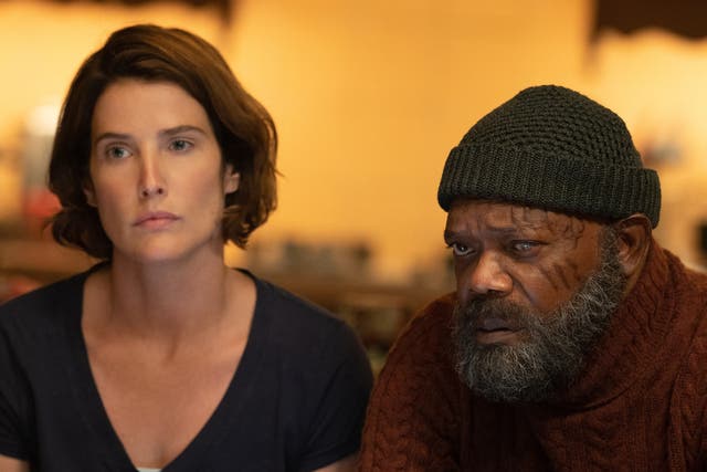 <p>Cobie Smulders as Maria Hill and Samuel L Jackson as Nick Fury in Marvel Studios’ ‘Secret Invasion’</p>