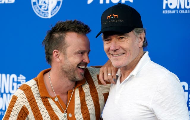 <p>Breaking Bad costars Aaron Paul and Bryan Cranston </p>