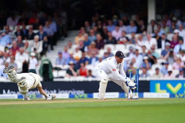 Steve Smith (left) was ruled not out after a lengthy review (Mike Egerton/PA)