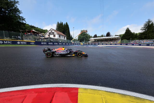 Red Bull driver Max Verstappen on his way to sprint race pole (Geert Vanden Wijngaert/AP).