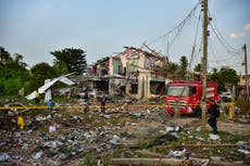 Devastating explosion in fireworks warehouse kills 12 and injures 121 in Thailand
