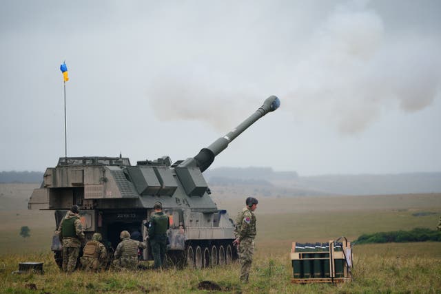 British Army instructors taught the 72 Ukrainian army personnel how to operate and maintain the guns when in combat (Ben Birchall/PA)