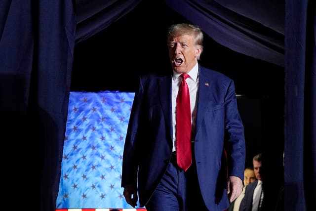 <p>Republican presidential candidate former President Donald Trump arrives for a campaign rally Saturday, July 29, 2023, in Erie, Pa</p>