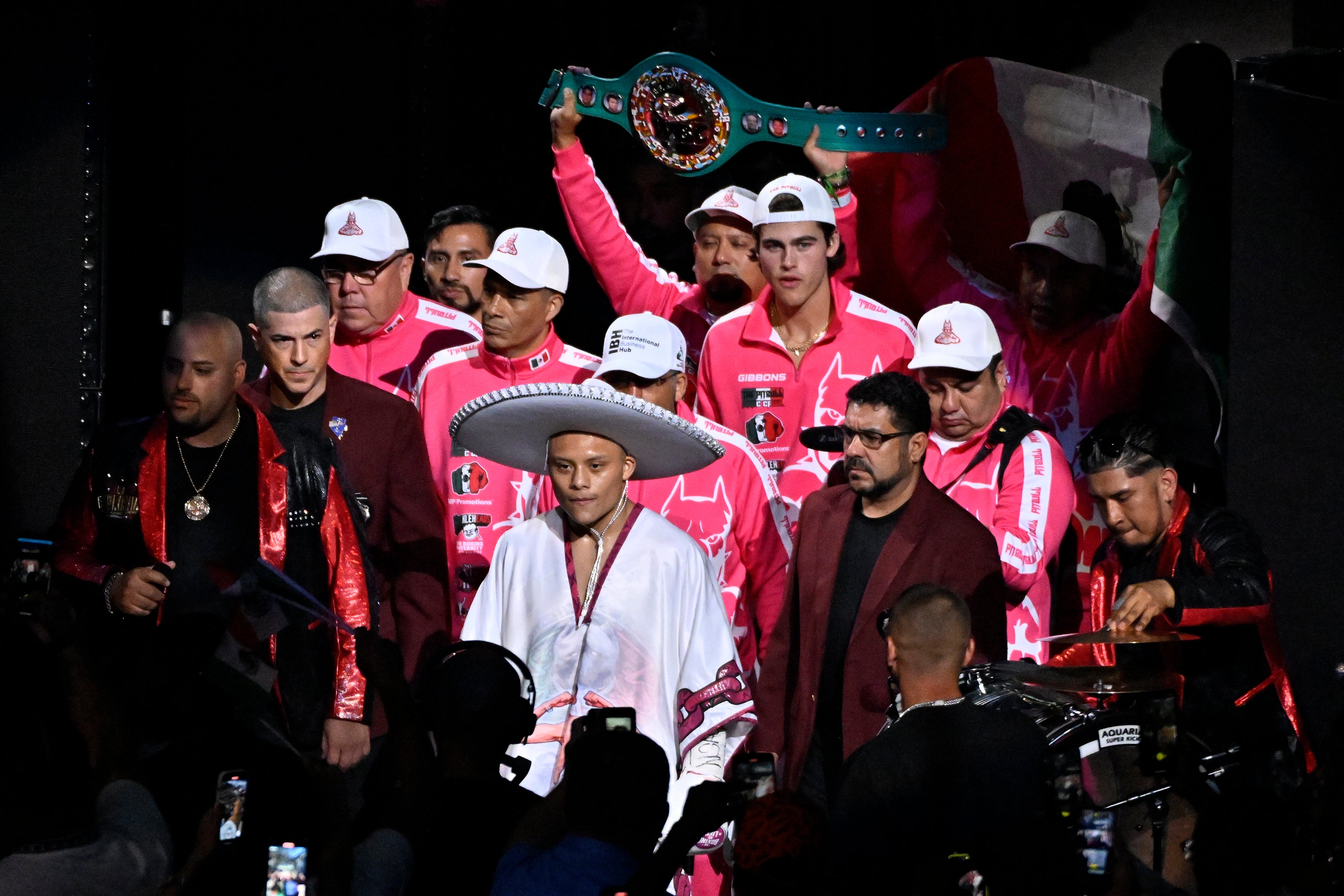 Isaac Cruz enters the ring prior to his lightweight boxing match against Giovanni Cabrera