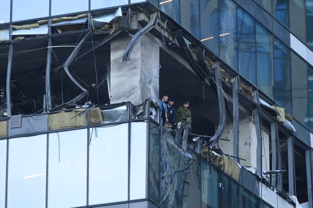 <p>A drone attack in Moscow on Sunday damaged two buildings in the Moskva-Citi business district.</p>