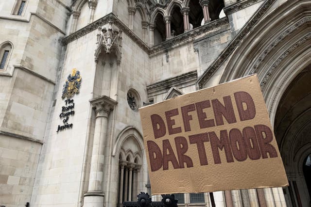 Protesters previously gathered outside the Royal Courts of Justice in London during a Court of Appeal hearing over the Dartmoor wild camping case (Tom Pilgrim/PA)