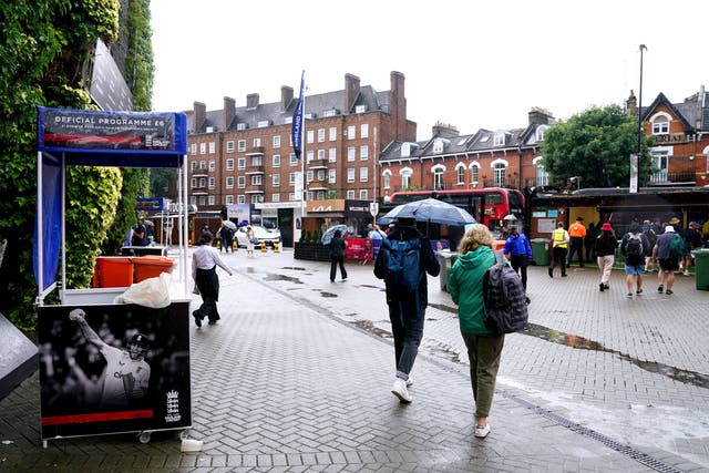 <p>Fans leave as play is abandoned due to rain on day four of the fifth LV= Insurance Ashes Series test match at The Kia Oval, London</p>