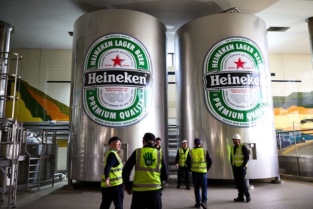 Heineken has said higher prices led to lower volumes of beer being sold to customers (David Lindsay/PA)